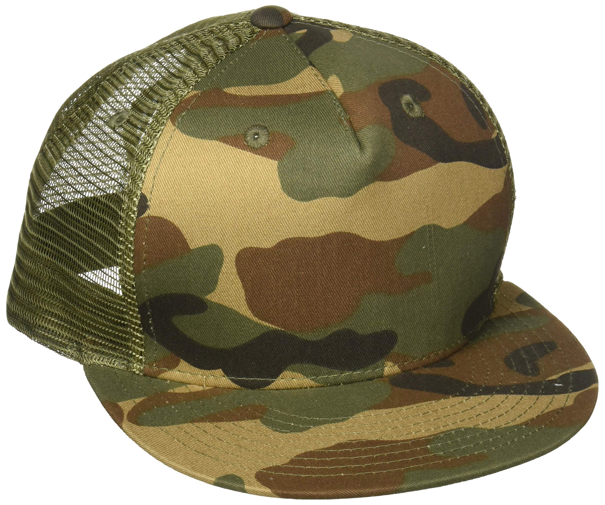 DECKY5 Panel Flat Bill Trucker Cap Hats