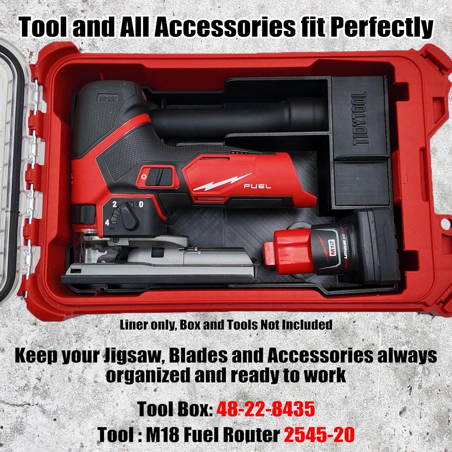 M12 Jigsaw Insert and Liner for Milwaukee Compact Organizer