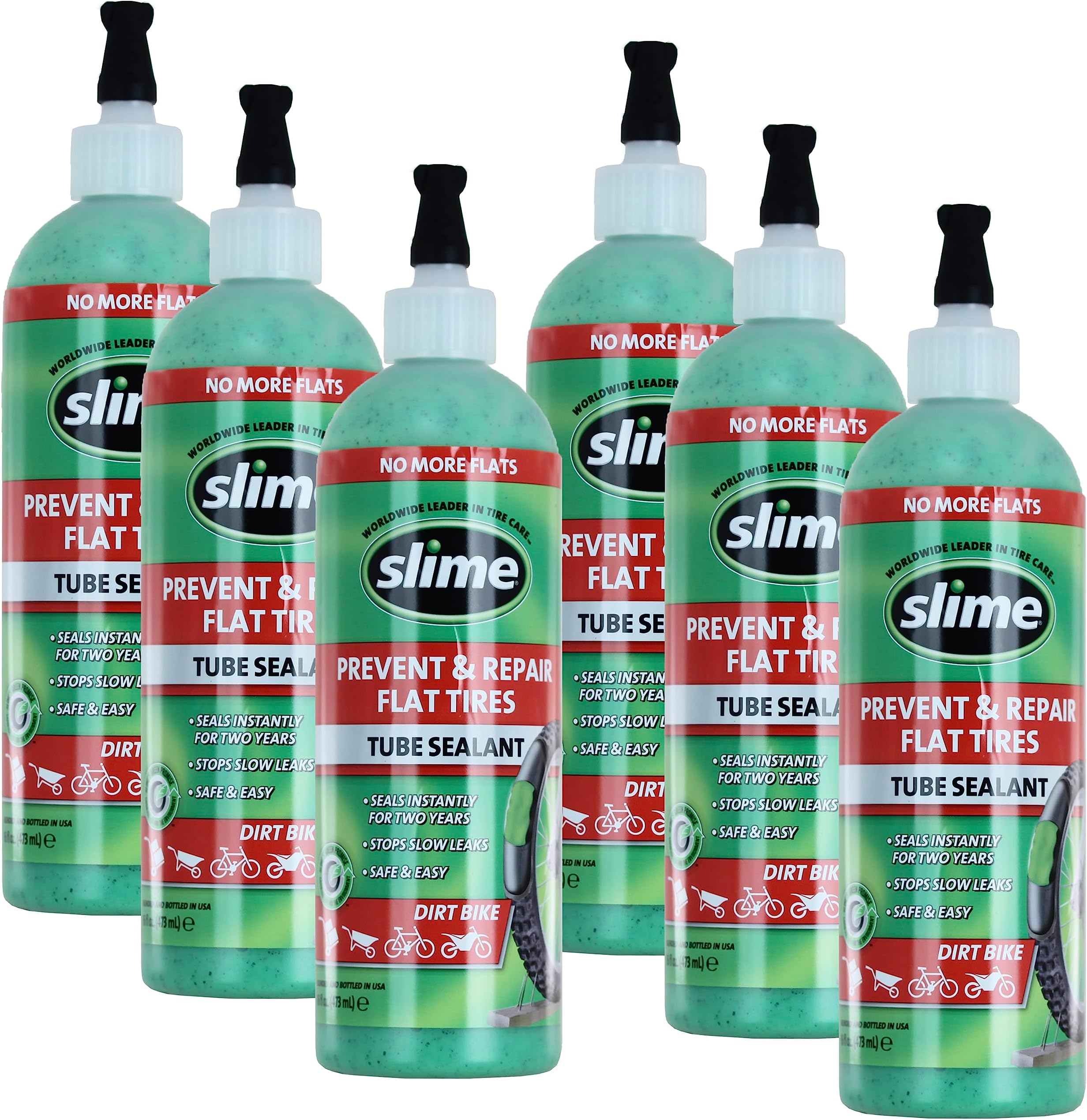 10004-6PK Dirt Bike Tube Puncture Repair Sealant, Prevent and Repair, suitable for all Dirt Bikes with Tubes, Non-Toxic, Eco-Friendly, 6 x 16oz bottle