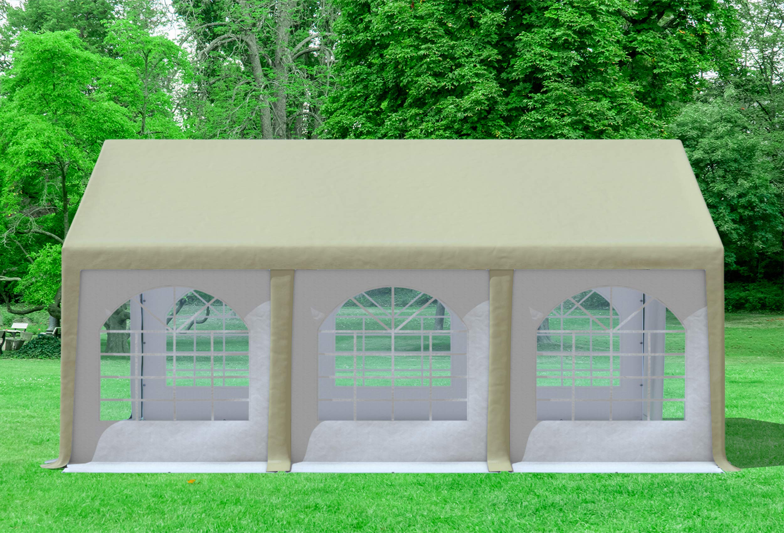 Stabiles Partyzelt 4x6 M – Professionelles PVC 500 G/m², Pulverbeschichtetes Stahlgestänge, Wasserdicht, Beige, Modular & Erweiterbar