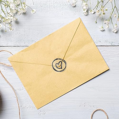 Miniatura 5 de easykart labels 500 calcomanías de corazón, color gris, metálico, transparente, de 1 pulgada, calcomanías de boda de sellado redondo para