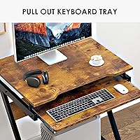 Vista 5 de SogesPower Estación de trabajo de escritorio para computadora móvil con estante para impresora y espacio para teclado, estación de trabajo