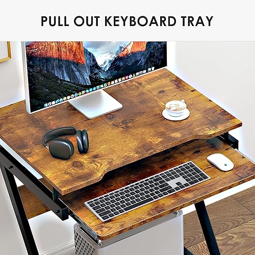 Vista 13 de soges Escritorio pequeño para computadora, carrito de escritorio para computadora portátil en forma de Z con ruedas, estación de trabajo para Blanco