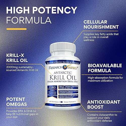 Miniatura 2 de Research Verified Aceite de krill antártico, mejora la función cardíaca, aumenta la cognición, 2000 mg, 360 cápsulas blandas, suministro para 6