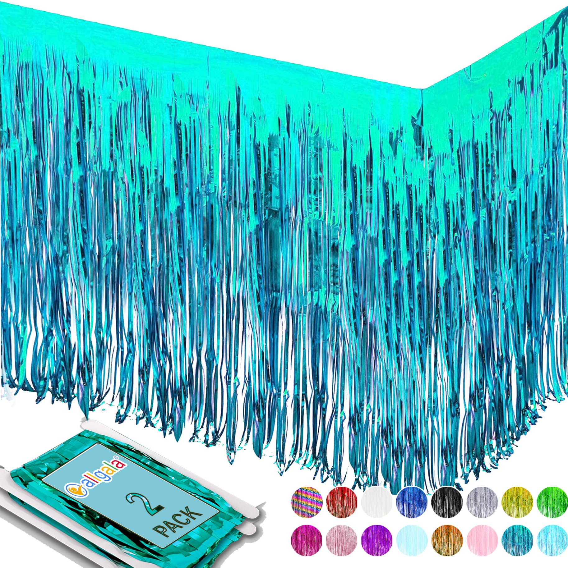 Amazon.com: Allgala Turquoise Tinsel Table Skirt 2-Pack 29x108 