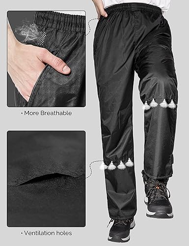 Miniatura 3 de iCreek Pantalones de lluvia para hombre, impermeables, transpirables, ligeros, resistentes al viento, al aire libre, para senderismo, golf, pesca
