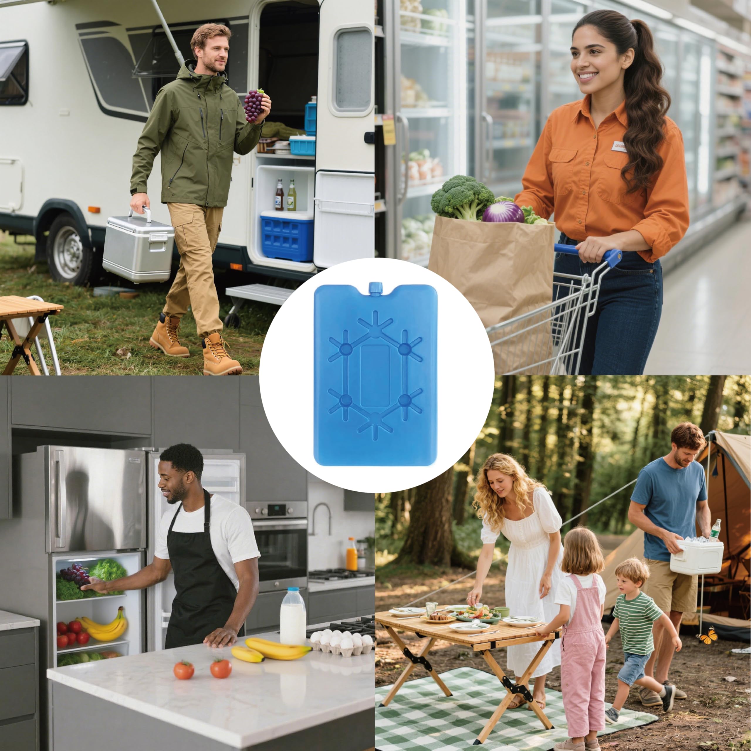 Lot De 4 Pain De Glace Pour Sac Isotherme,Ice Pack,Bloc Glace Pour Glaciere,200 ML Chacune,Réutilisables Congélation Refroidissement Froid Glaçon,Convient Pour L'école,Fruit,Camping