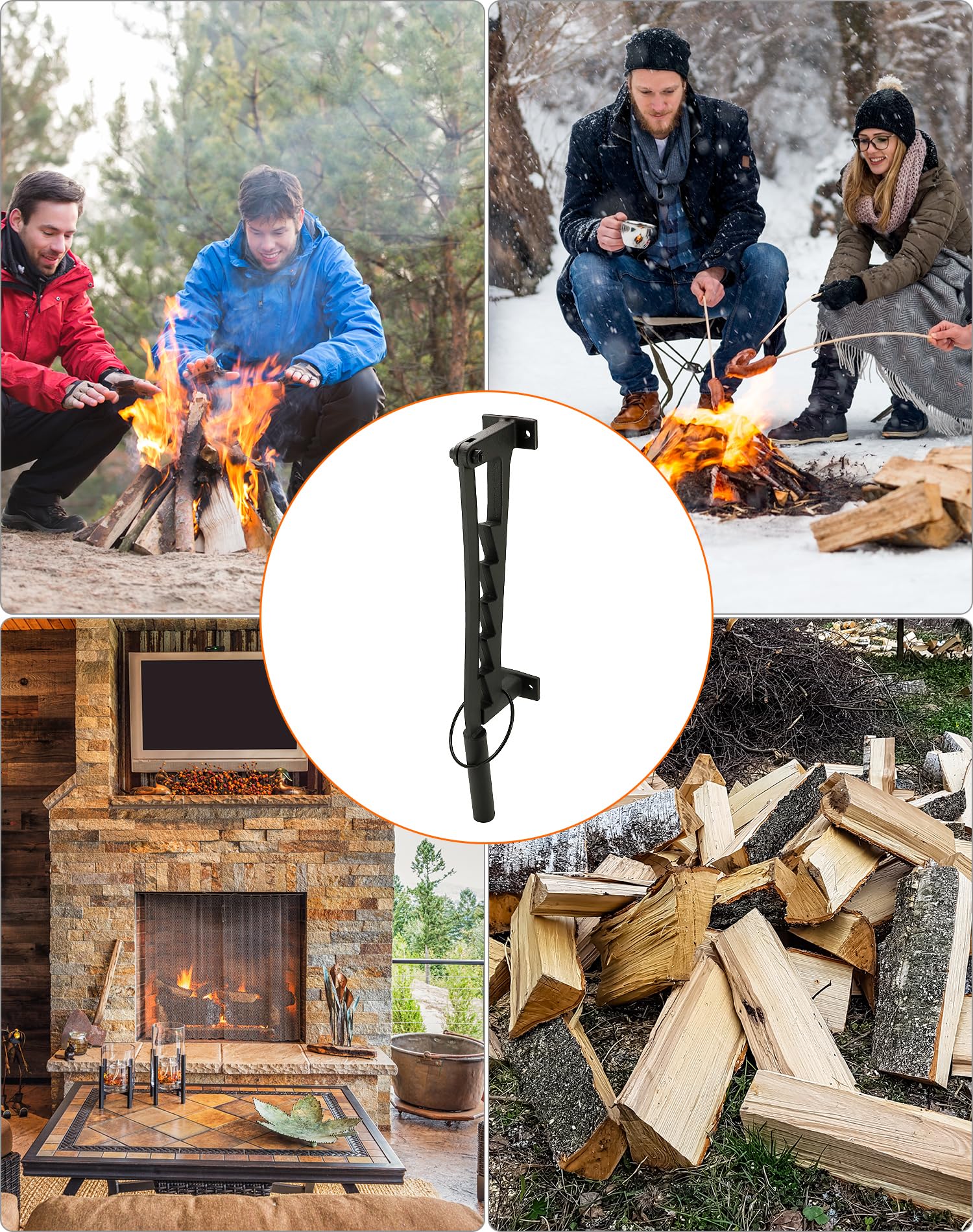 QWORK® Partidor de troncos manual, partidor de troncos montado en la pared de acero al carbono, adecuado para exteriores, hogar, camping
