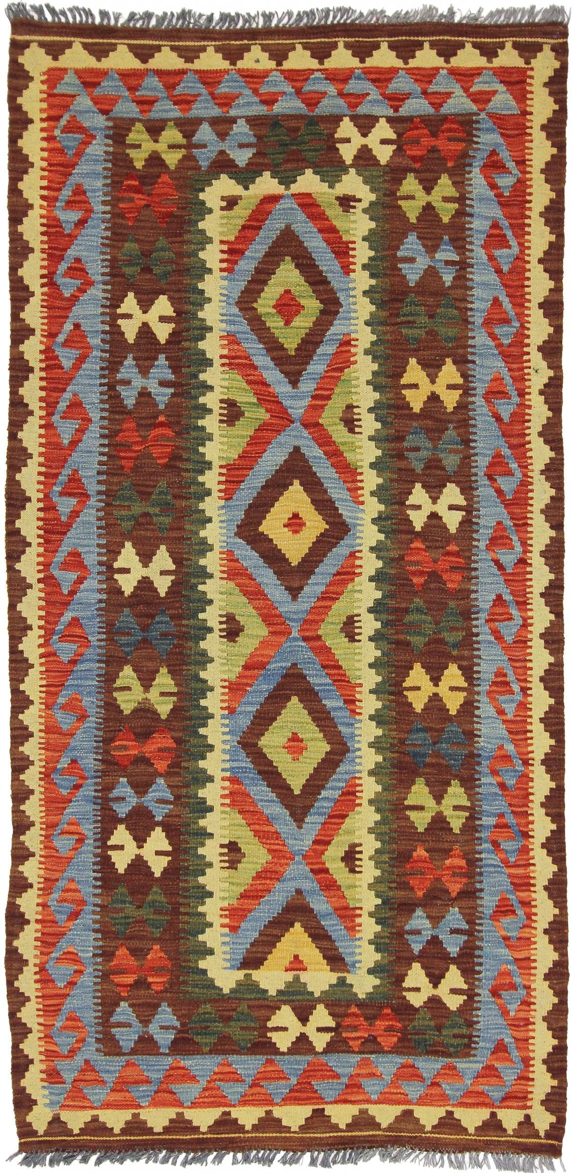 Tapis kilim afghan 103x212 tissé main tapis d'orient laine de course