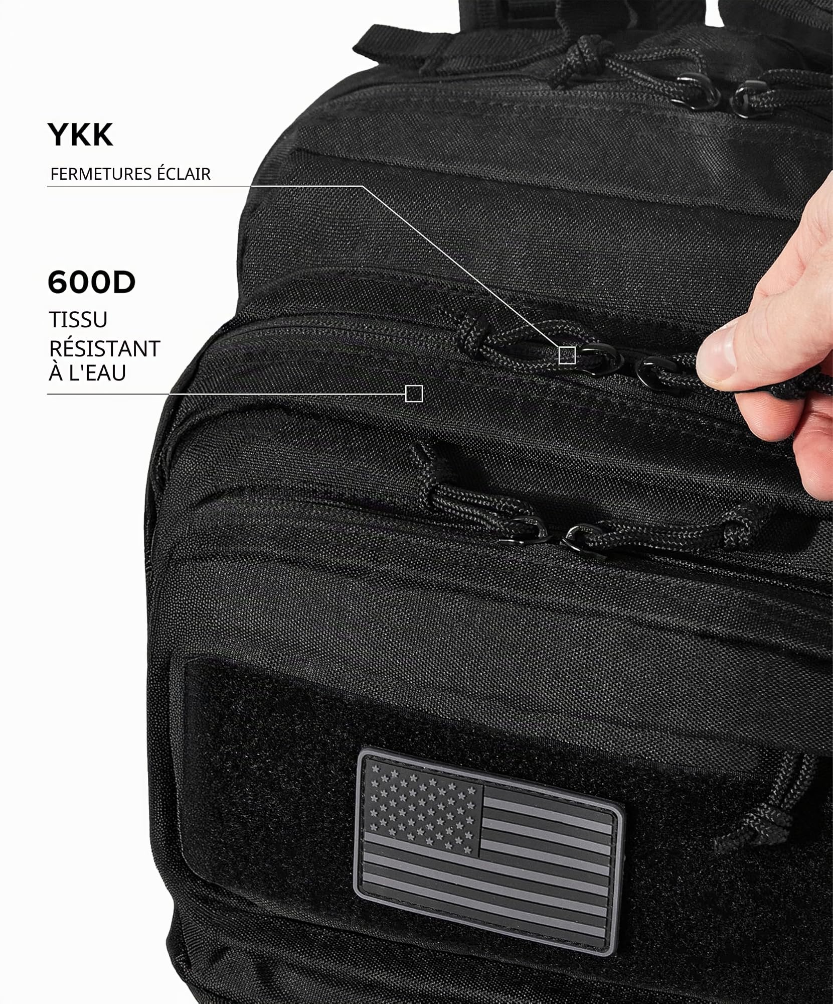 Falko Tactical Sac à dos 50 L, 2,4 fois plus résistant, sac à dos militaire, solide, grand sac à dos Molle, pour travail et extérieur
