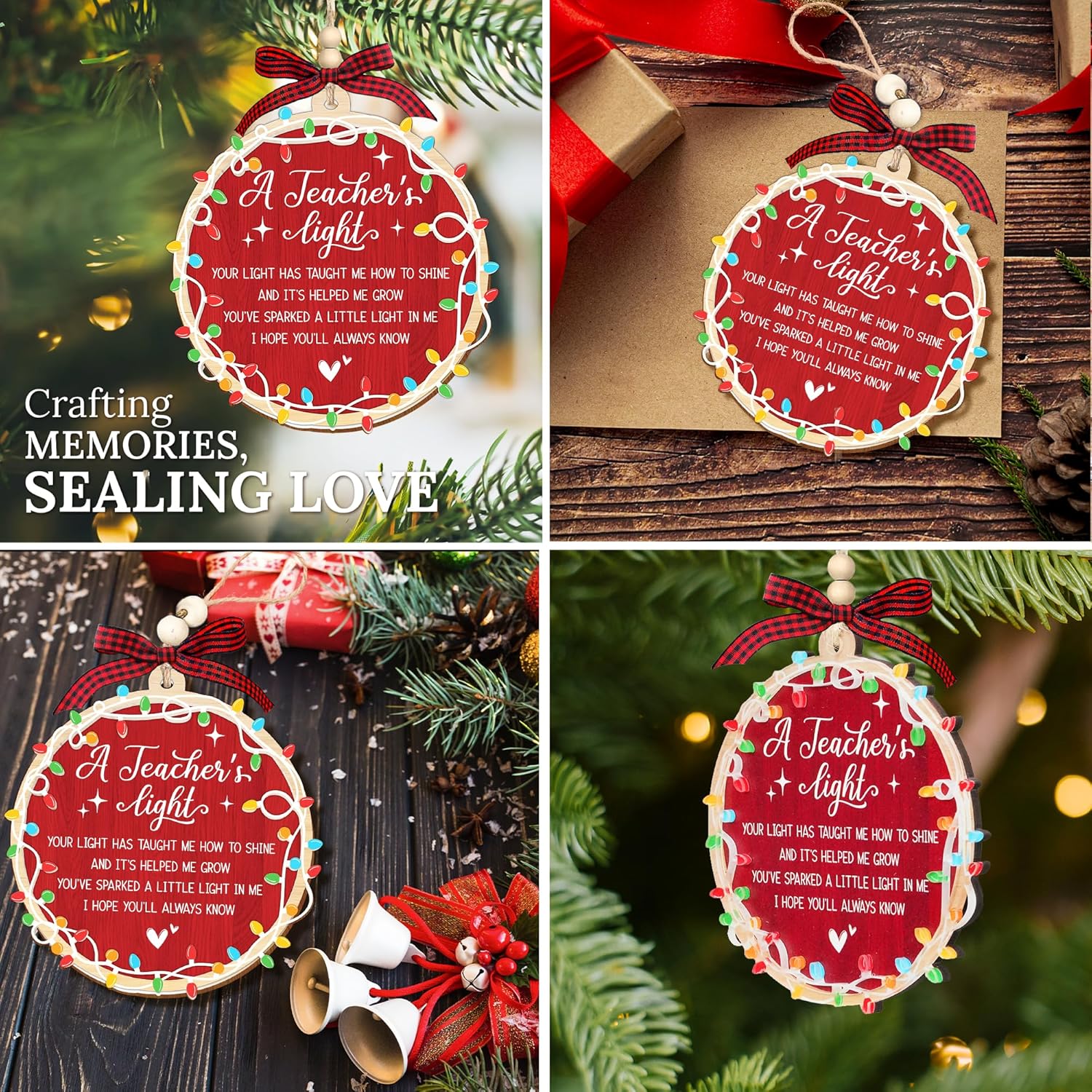 HEXMOZ Teacher Christmas Ornament - Teacher Xmas Gifts - Teachers Ornament 2025 for Preschool, Kindergarten, Daycare Teachers - Thank You, Appreciation Gift Ideas - Xmas Ornaments Decorations 2025 - Image 3