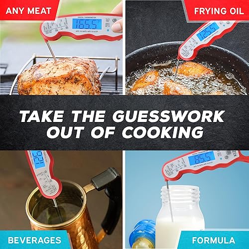 Miniatura 22 de Kizen Termómetro digital de lectura instantánea para carne, termómetro de alimentos para cocinar, parrilla, horno, barbacoa, pantalla impermeable y