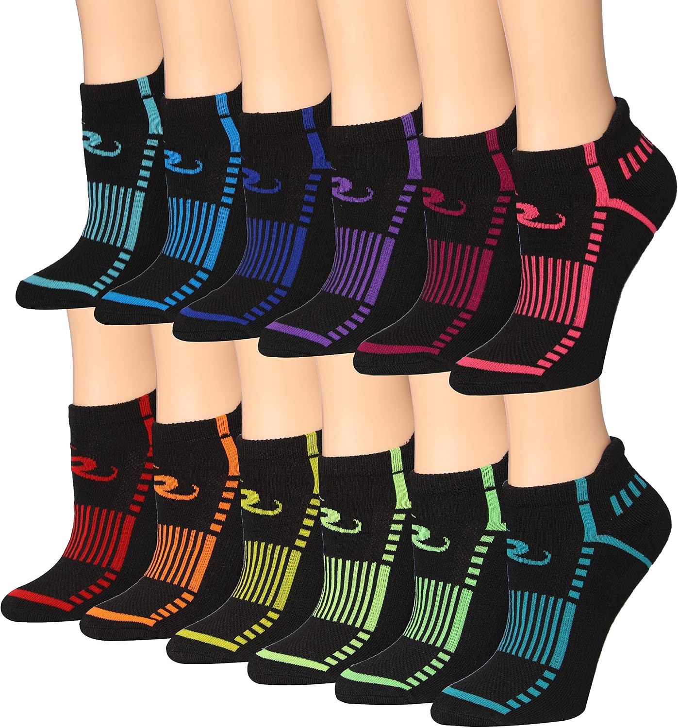 RONNOX Women's 12-Pairs Low Cut Running & Athletic Performance Tab Socks