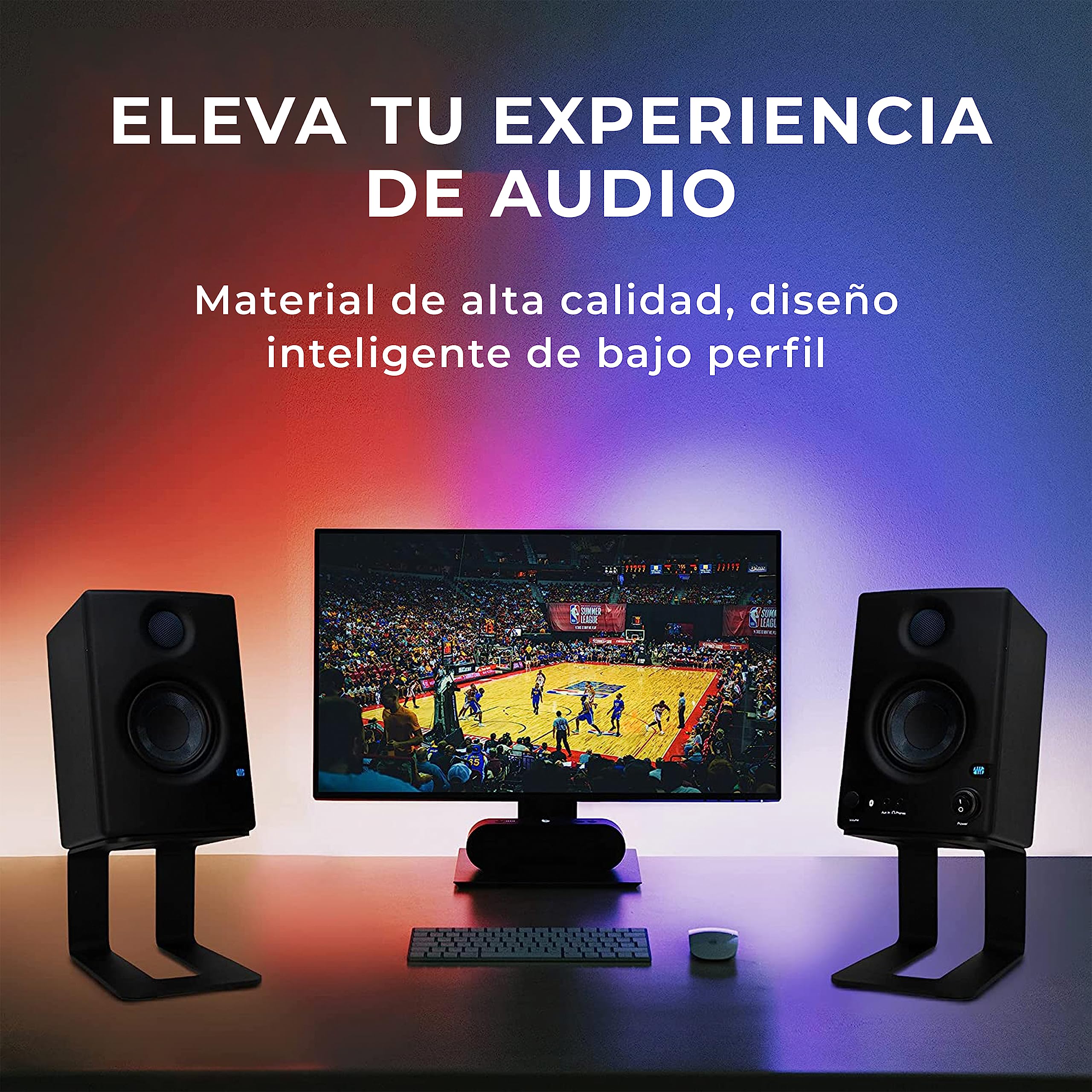 HumanCentric Par de Soportes de Altavoz de Escritorio para Altavoces de Escritorio, Elevador de Altavoces de Estudio, Altavoces de estantería medianos y pequeños, Soporte de Monitor de Estudio,