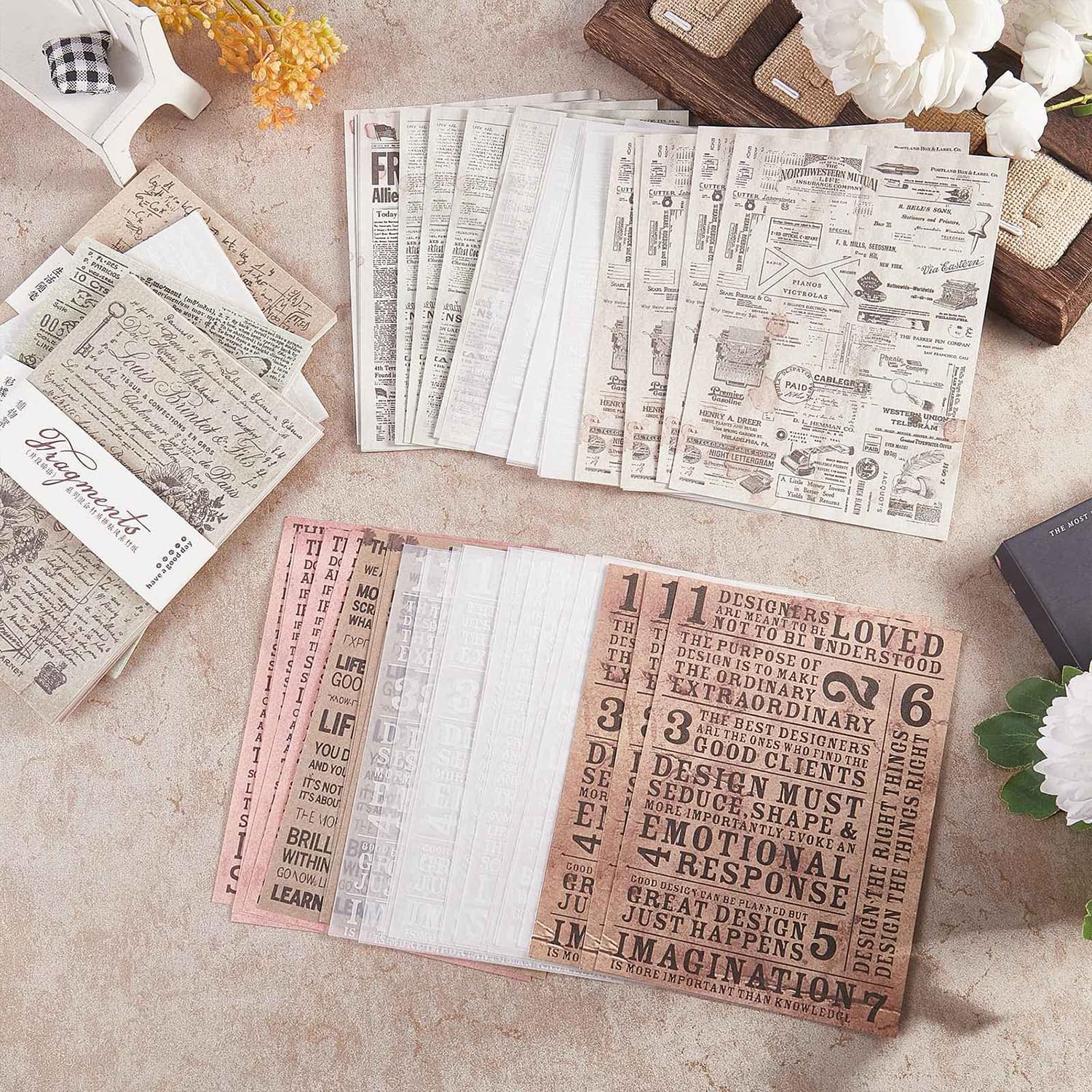 Papier w stylu vintage, do scrapbookingu, 180 arkuszy, estetyczny papier dekoracyjny, artykuły do dziennika retro, zestawy rzemieślnicze do scrapbookingu, planera, dziennika śmieci
