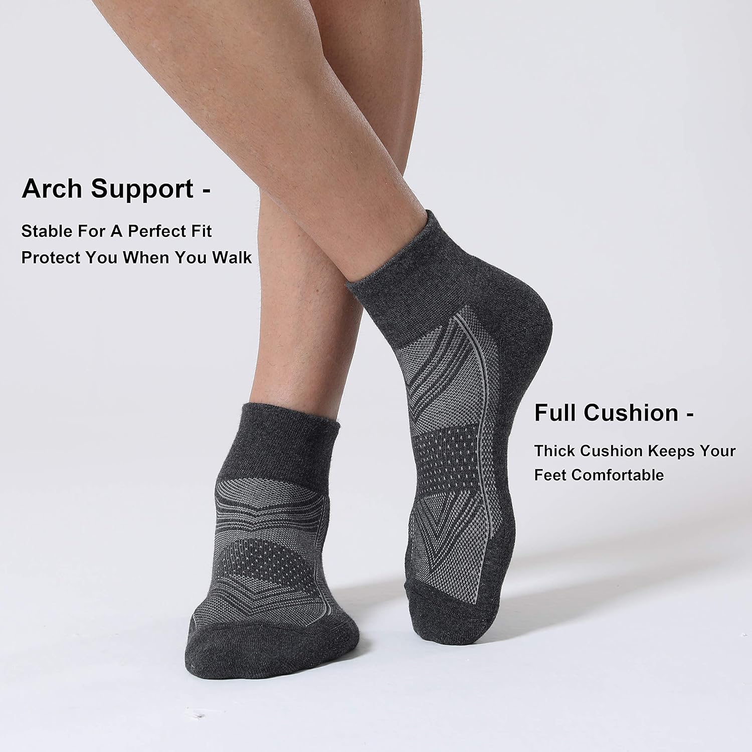 CS CELERSPORT 6 Pack Men's Ankle Socks with Cushion, Sport Athletic Running Socks - Image 5