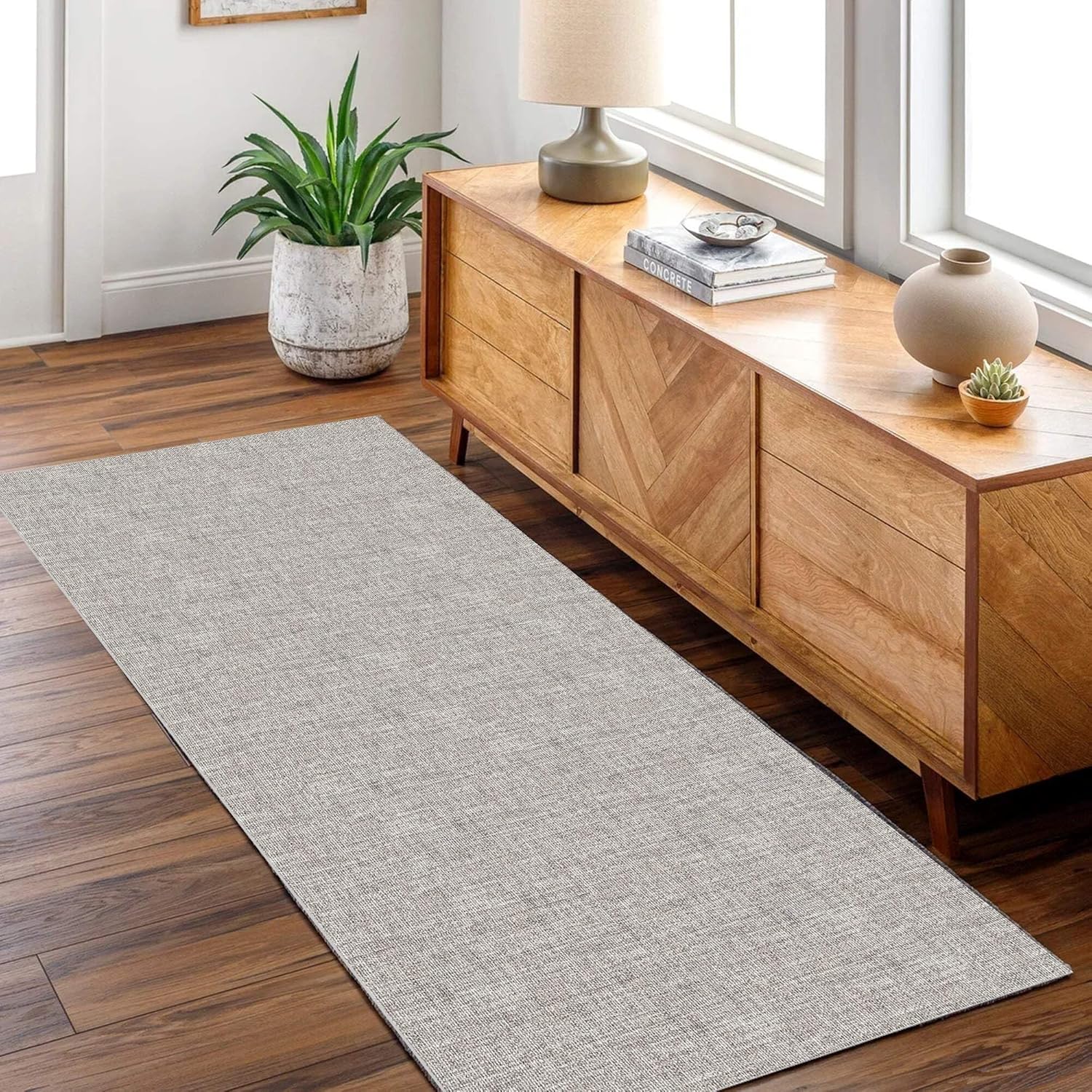Urban Zinc Solid in Grey : Runner Rug 2'4" x 3'7" Doormat
