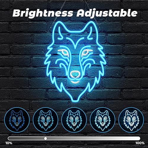 Miniatura 2 de Luz de neón de lobo, letrero de pared LED regulable con diseño de lobo de animal, alimentado por USB, decoraciones para dormitorio, sala de estar,