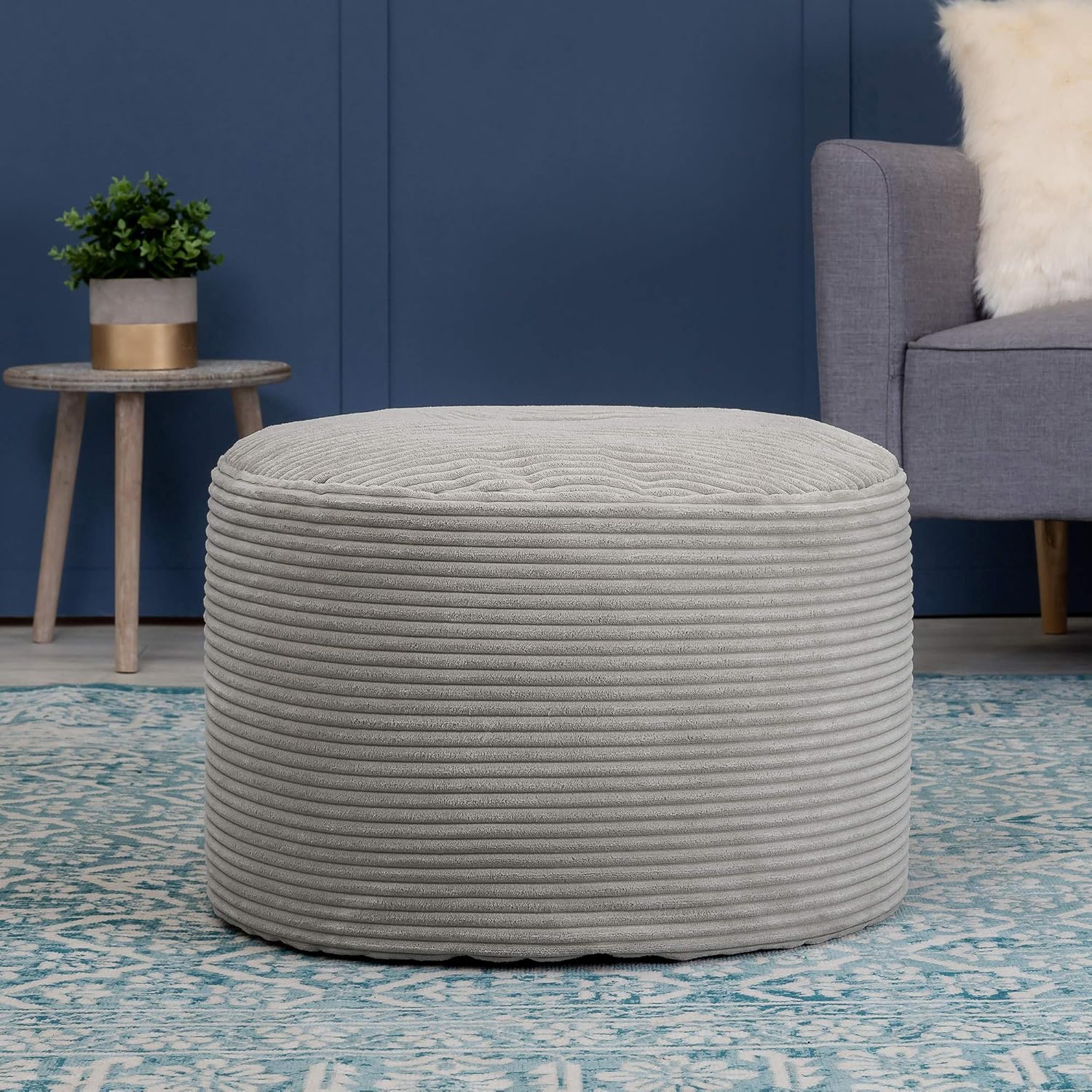 icon Soul Frankie Cord Bean Bag Pouffe, Grey, Large Corduroy Ottoman, Living Room Bedroom Footstool Bean Bags 3 91pOGHV5XhL. AC SL1500