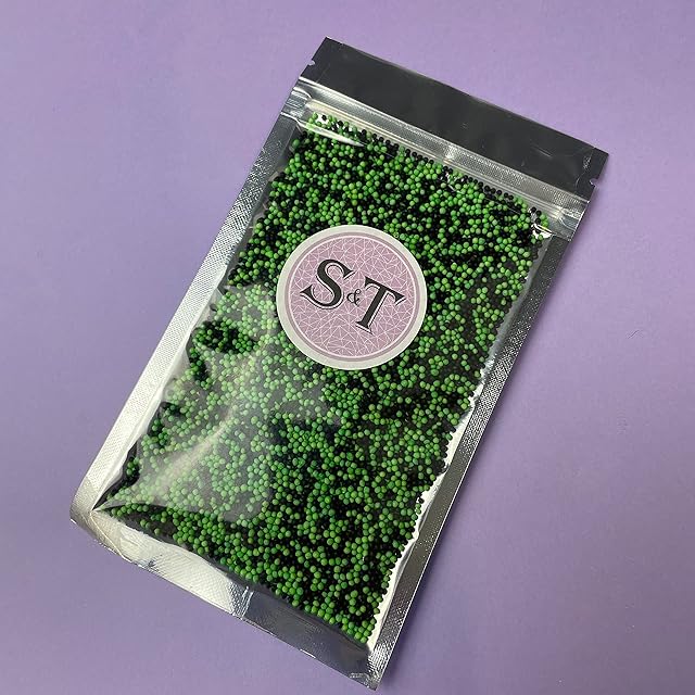 Sprinkles & Toppers Ltd Green & Black Mini Pearls (1mm) Sprinkles Cupcake Decorations 100g