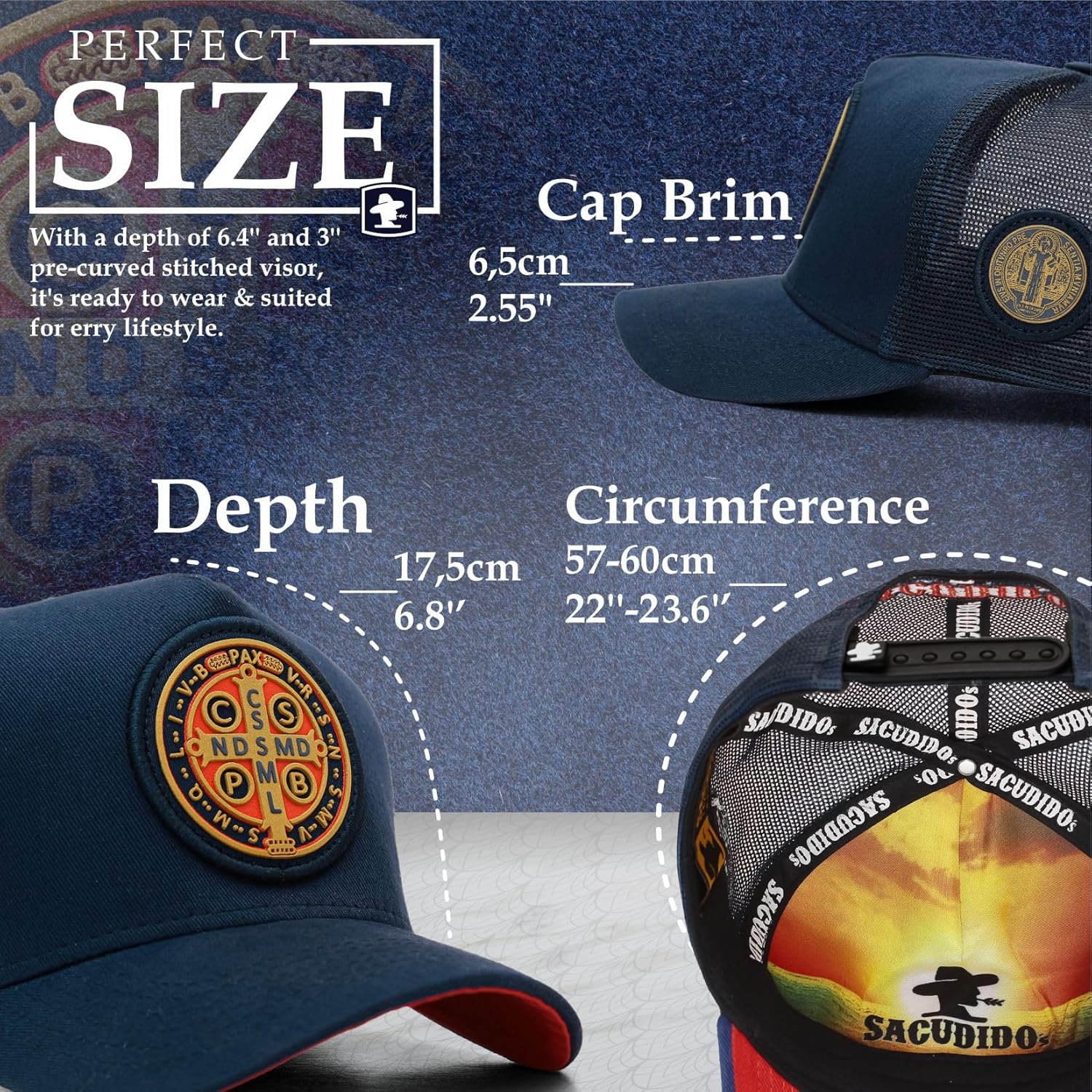 Sacudido's | Trucker Cap Saint Benedict - Snapback Hats, Adjustable, Unisex, Great for Hunting - Image 4