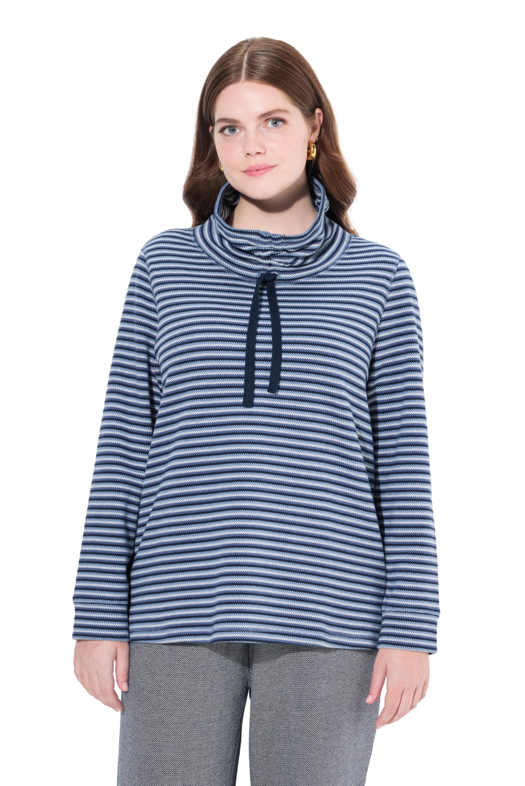 Ulla Popken Damen große Größen Übergrößen Plus Size Sweatshirt, Stehkragen, Langarm, Biobaumwolle 834348