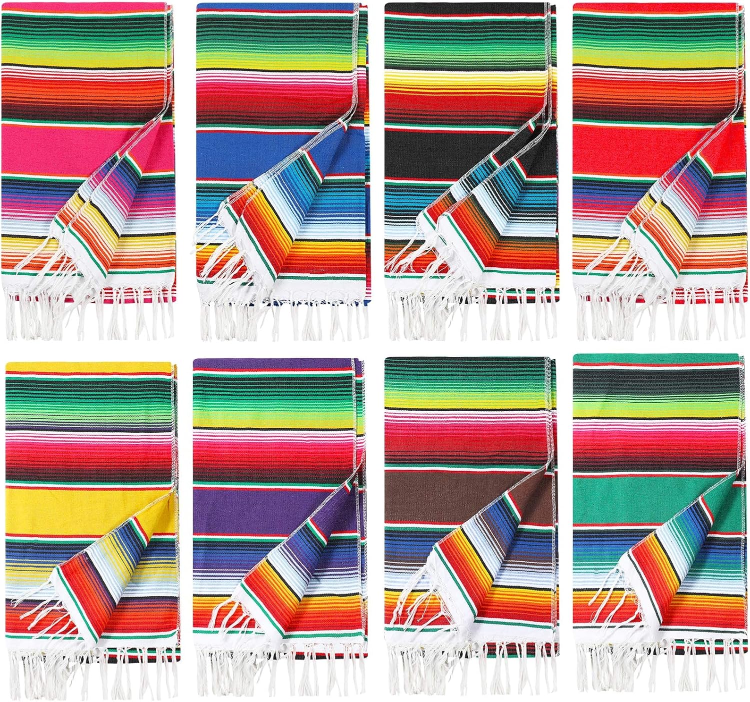 8 Pcs Large Mexican Blankets Bulk Authentic Mexican Serape