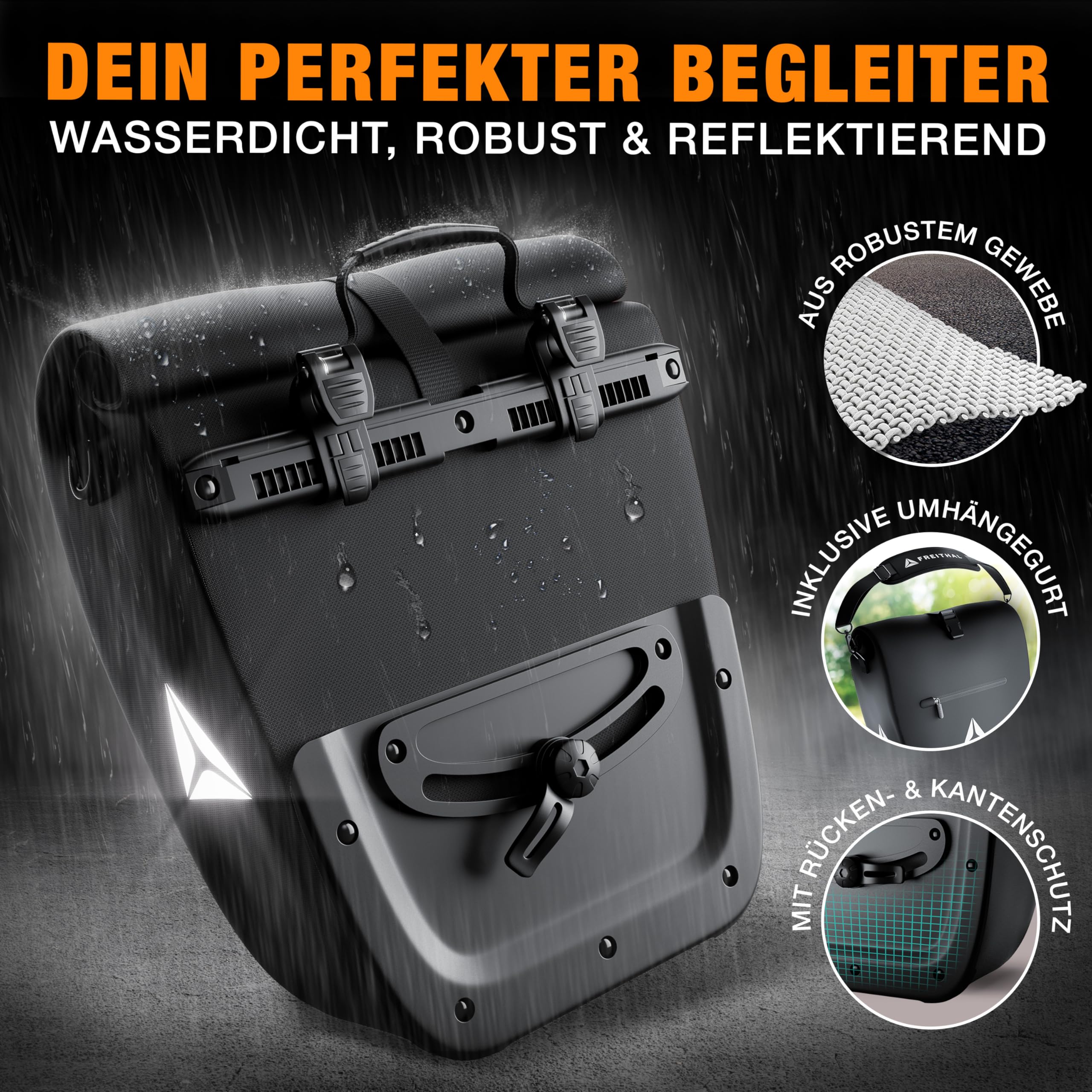 FREITHAL Alforja portaequipajes, 27 L, color negro