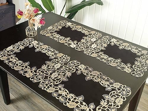 Miniatura 5 de Juego de 4 manteles individuales Decozen - Lavables, estilo granja, de lino, antideslizantes y resistentes al calor, aptos para limpiar, decoración