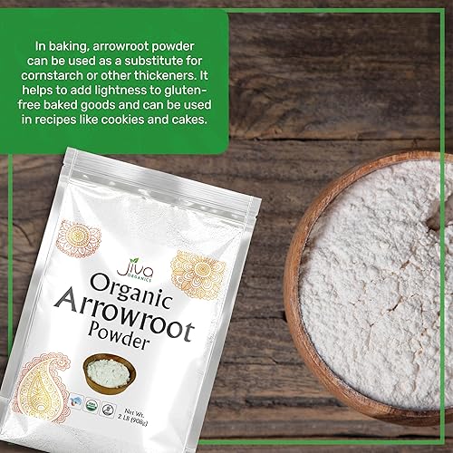 Miniatura 5 de Jiva Organics Harina de arrurruz orgánica (polvo) Bolsa de 2 libras - Cruda, sin OMG, sin gluten