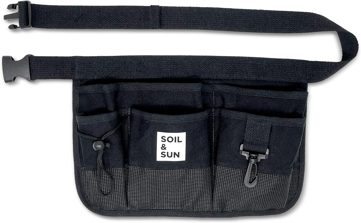 Cinturón de herramientas para jardín Soil & Sun para mujer, delantal de herramientas, cinturón utilitario para mujer, profesora, delantal de cintura de lona con bolsillos, delantales de jardín