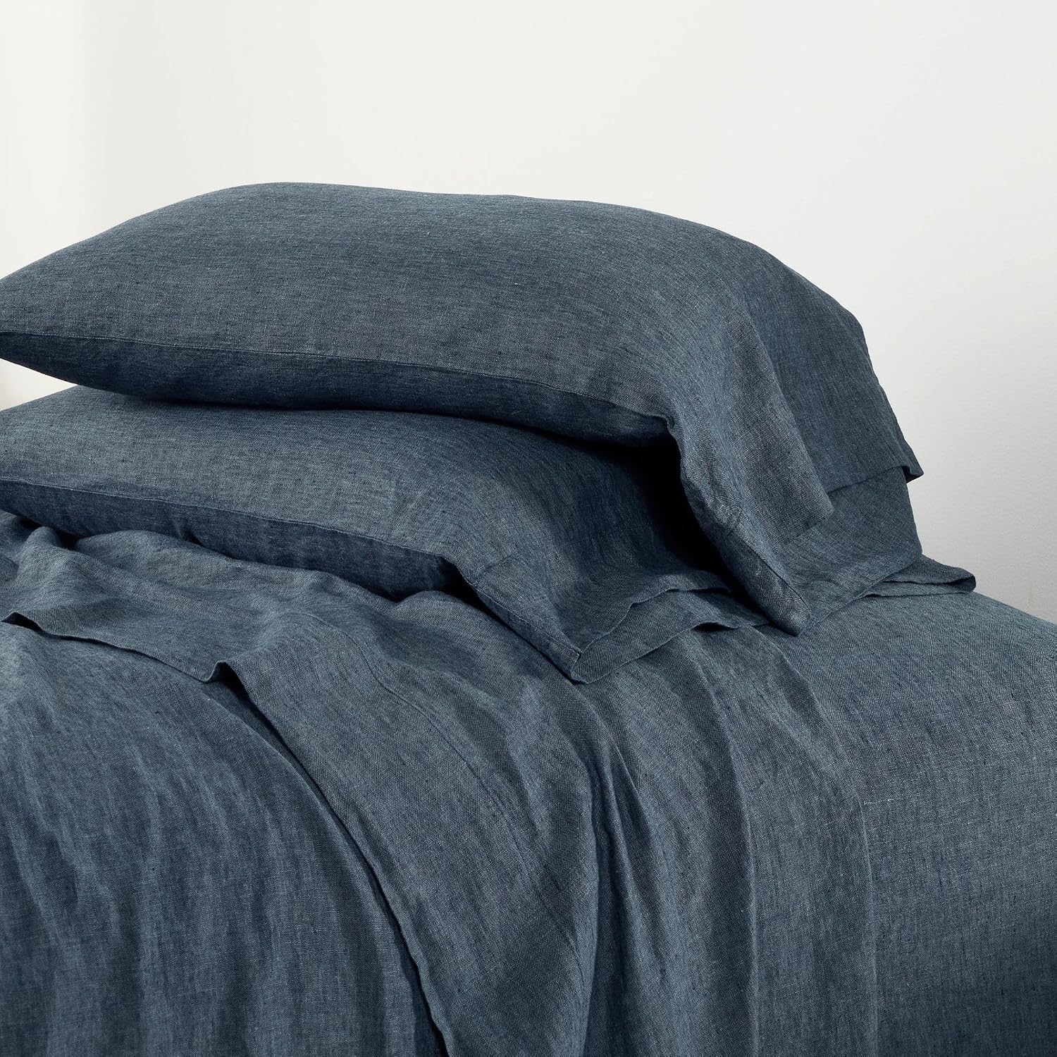 Pine Cone Hill Jovi Linen Ink Pillowcases, Standard Size, Blue Solid Pattern