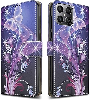 PIXFAB For Honor X8 5G / Honor X6 4G Leather Phone Case, Magnetic Closure Full Protection Book Folio Design, Wallet Case Cover [Card Slots] and [Kickstand] For Honor X8 5G / X6 4G - Butterfly
