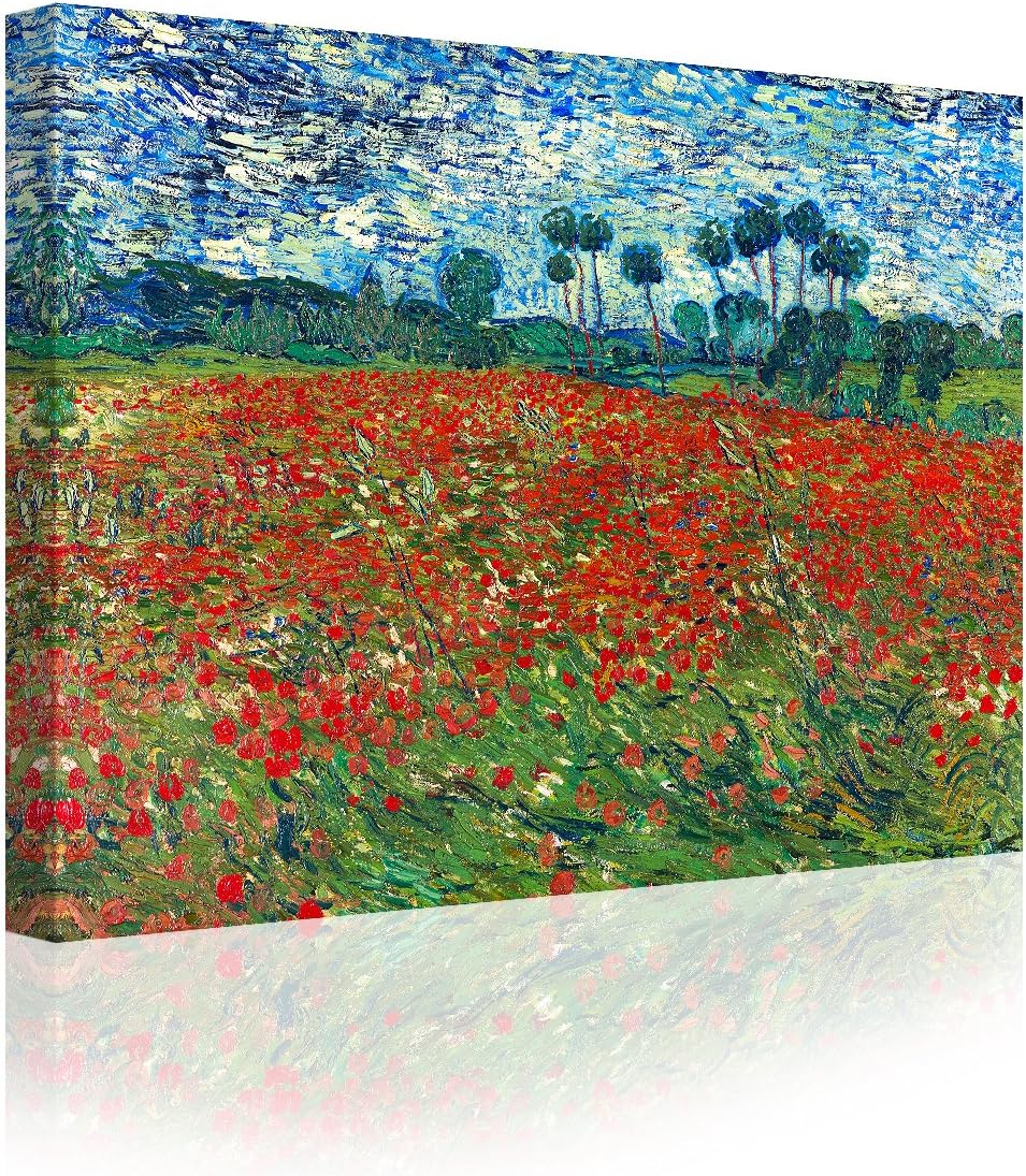IPIC - Poppy Field Floral Vintage, Vincent Van Gogh Art Reproduction. Giclee Canvas Prints Wall Art for Home Decor 24#F(30X24) 30" x 24" 20. Poppy Field Floral Vintage
