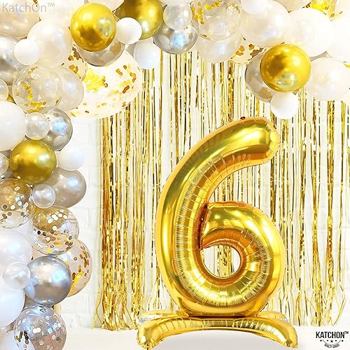 Miniatura 8 de KatchOn, Globo gigante con el número 6, color dorado, de 40 pulgadas, globos dorados de 6 años, globos de 6 cumpleaños, 6 globos para cumpleaños,