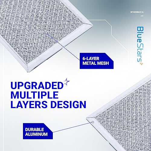 Miniatura 3 de BlueStars Paquete de 5 filtros de grasa para microondas W10208631A actualizados, 5.78 x 12.91, filtros de grasa de malla de aluminio, compatibles