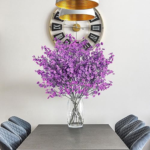 Vista 54 de Sggvecsy 15 piezas de flores artificiales de aliento de bebé, ramos de gypsophila a granel, flores de seda falsas de tacto real para el hogar, Negro