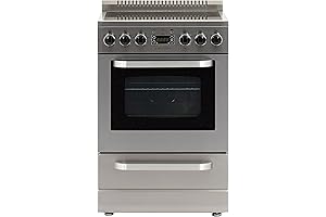 West Bend Electric Range Oven, 24-Inch, Metallic: Compact Electric Stove with Spacious Capacity