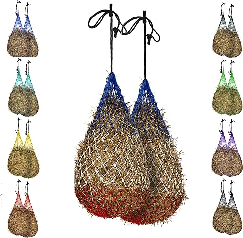 Vista 6 de Majestic Ally Red para heno, juego de 2, longitud: 54 pulgadas, agujeros de 3 x 3 pulgadas para caballos