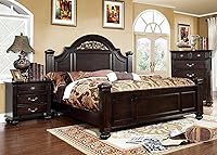 Vista 2 de Furniture of America Malierd d - Juego de cama tradicional de 3 piezas con 2 mesitas de noche, King, nogal oscuro Marrón oscuro