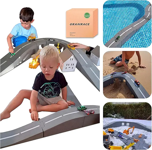 Imagen relacionada con Granrace. Juego de construcción de Carretera Flexible para Coches de Juguete. Circuitos de Carrera a Partir de 3, 4, 5, 6, 7, 8 años. Juguete de Puzzles de Pista de Coche. Pista Rompecabezas.