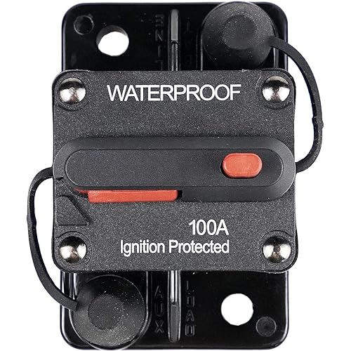 STETION 100 Amp Circuit Breaker Trolling with Manual Reset Car Marine Trolling Motors Boat ATV Manual Power Protect for Audio System Fuse 12V-48VDC Waterproof (100Amp)