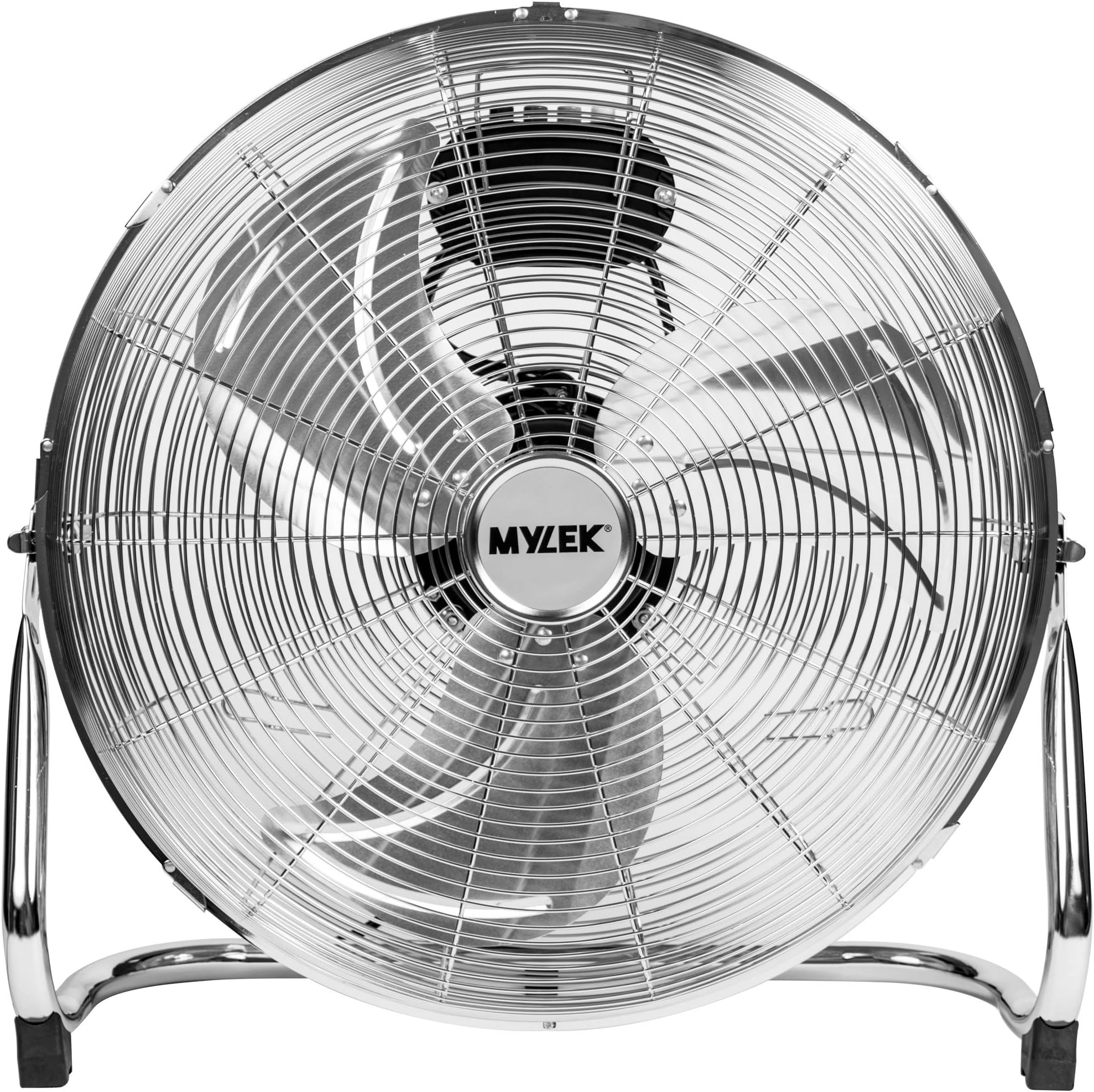 MYLEKHigh Velocity Floor Fan 18 Inch Chrome Cool Cold Air Cooling Circulator 3 Speed Portable Adjustable Tilt Industrial Gym Warehouse (18")