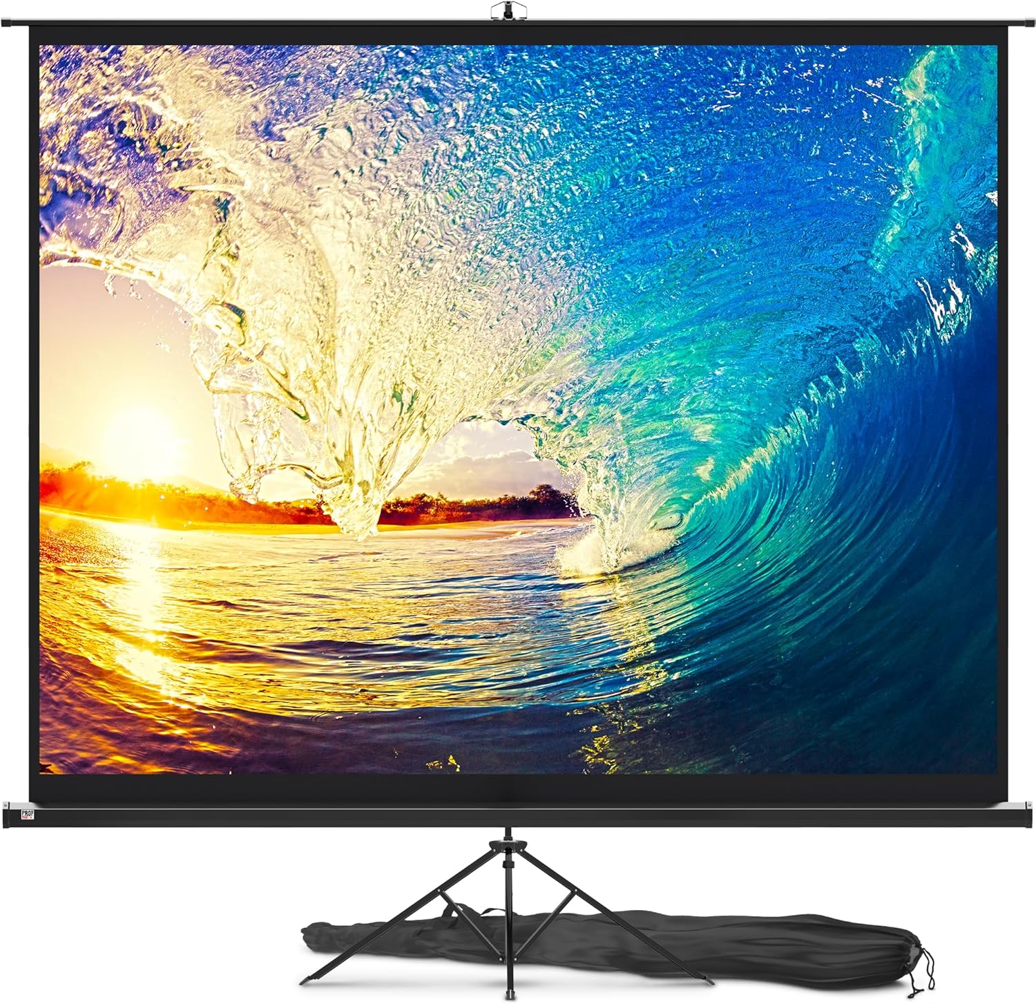 PropVue Projector Screen with Stand 120 inch - Indoor and Outdoor Projection Screen for Movie or Office Presentation - 4:3 HD Premium Wrinkle-Free Tripod Screen 120 Inch 4:3 Aspect Ratio Black