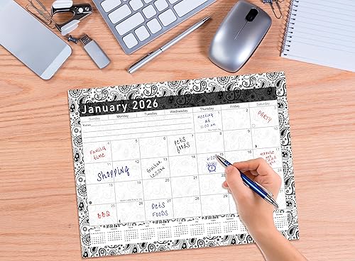 Miniatura 5 de Calendario mensual magnético/de escritorio 2025-2026 – Calendario de escritorio de 18 meses / calendario de pared / planificador - (cachemira negra