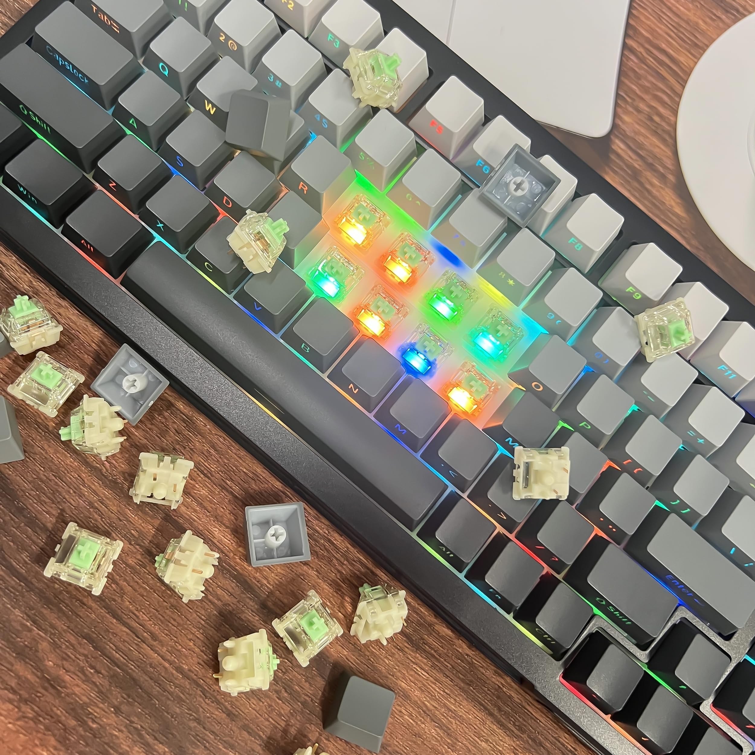 Gateron Baby Kangaroo 2.0 - Interruptores de teclado, resorte de doble etapa, 5 pines, 59 gf, RGB LED, prelubricado de fábrica para teclado mecánico MX para juegos (90 piezas)