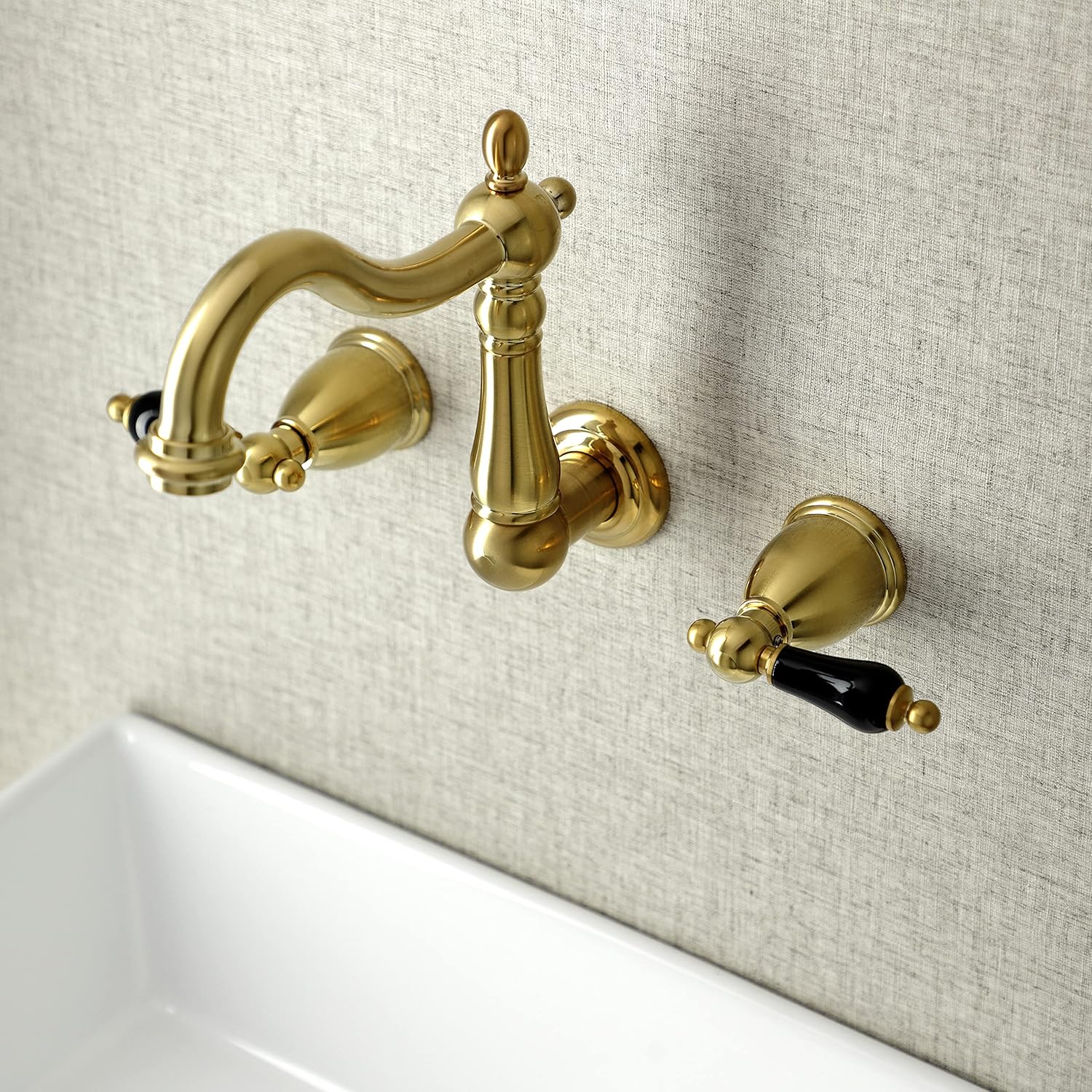 Kingston Brass KS1257PKL Duchess Two-Handle Wall Mount Bathroom Faucet, Brushed Brass