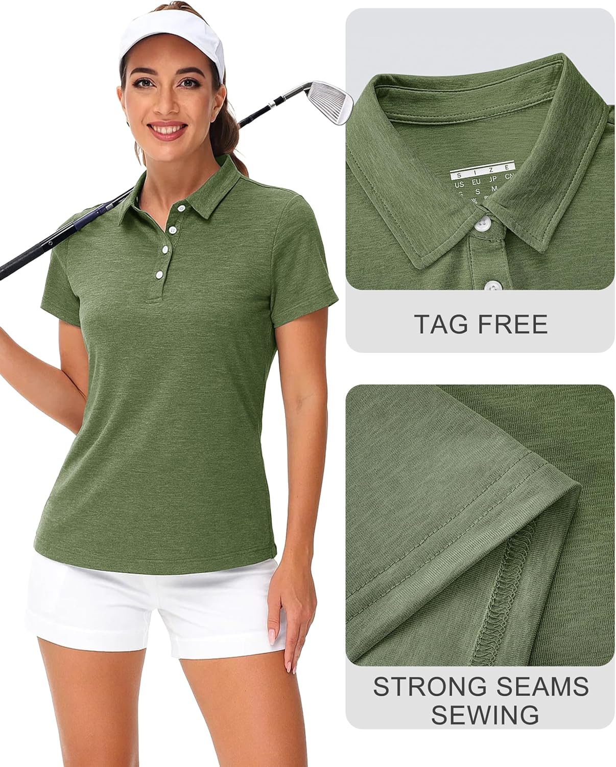 TACVASEN Polo Shirts for Women Short Sleeve Golf Shirts 4-Button Quick Dry Workout Tops Collared for Work Running Tennis - Image 6