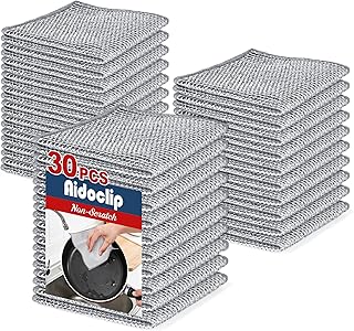 Juego de 30 paños de cocina de alambre que no rayan, de lana de acero, juego de trapos para lavar platos de cocina, toallas esenciales para el hogar, toallas de limpieza, suministros para fregaderos de platos, utensilios de cocina