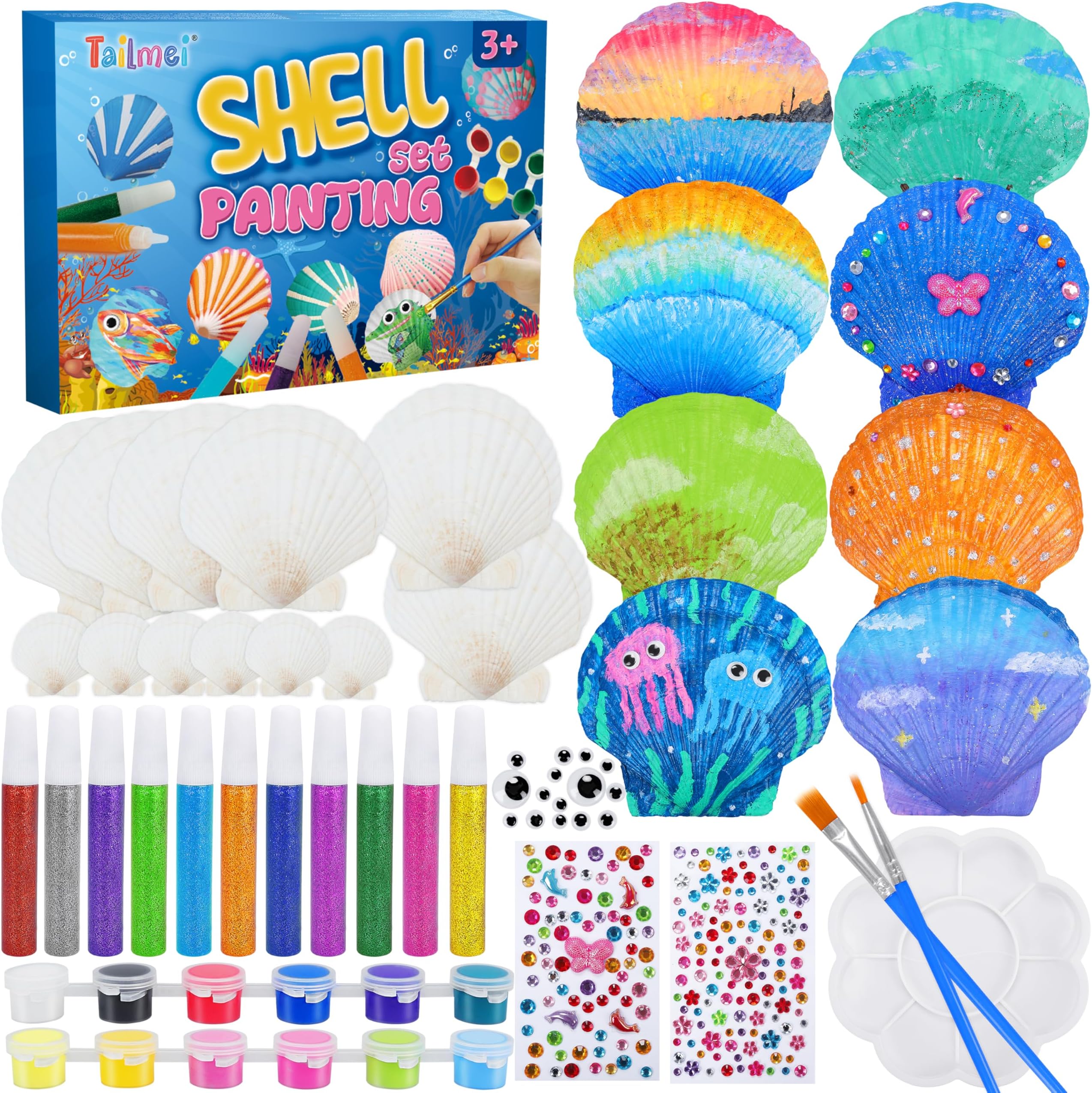 TailmeiSea Shell Painting Kit for Kids,Art and Craft Kits,DIY Painting Gifts for Girls Boys,Birthday Gifts for Age 5 6 7 8 9 10 11 12 Year Old Girls Boys